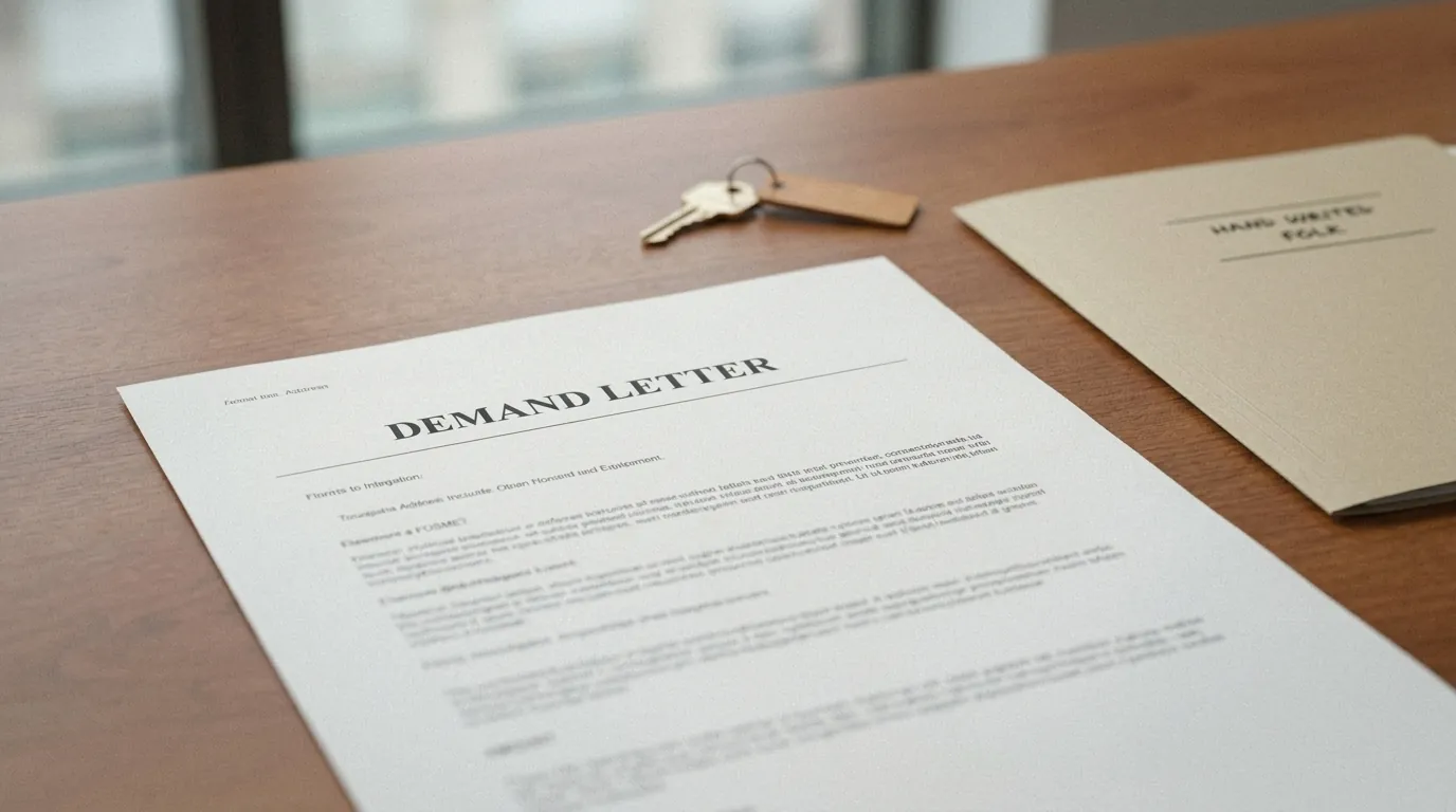 A mortgage demand letter and house keys on a desk, the court process Red Deer uses instead of power of sale