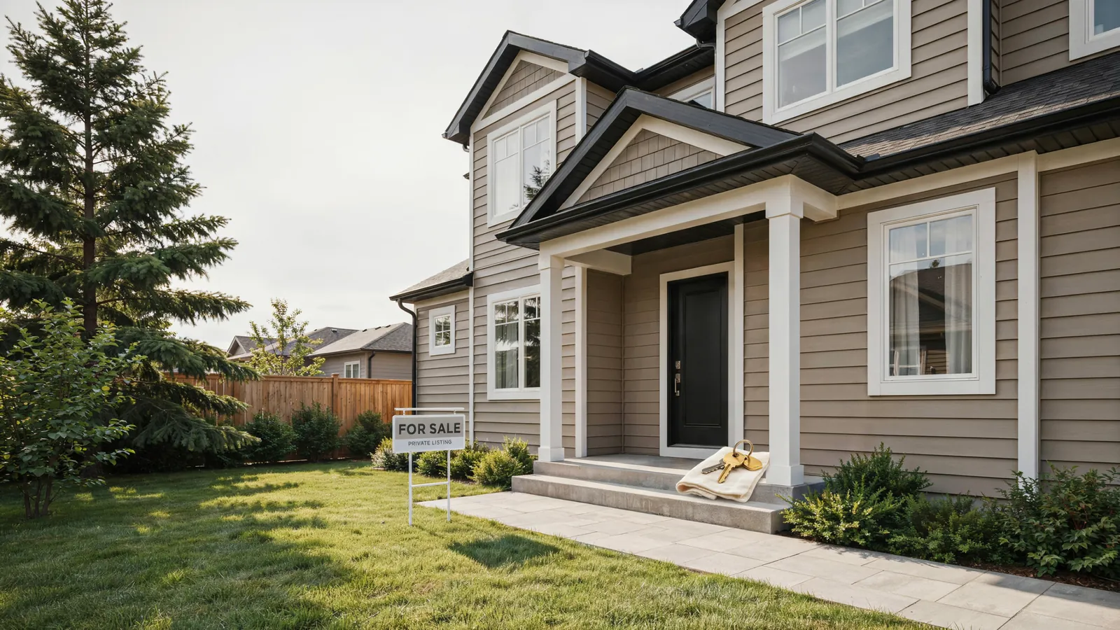 House keys beside a for sale sign, working out what equity would be left after a foreclosure sale in Red Deer